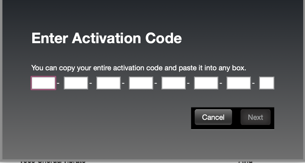 Enter activation code